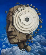 Pi Crop Circle Original Signed Fantasy Surrealism Original Oil Painting 30 x 36"