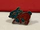 Vintage NAVAJO 925 Sterling RABBIT Turquoise & Coral Chip Inlay RING SIZE 4.25