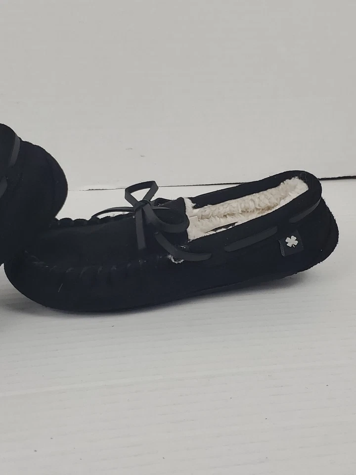 Lucky Brand Toddlers Plush Faux Fur Lined Moccasins Slipper Shoes Size 9/10 Blk - Image 3 of 4