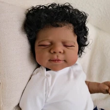 Black 18" Reborn Baby Dolls Full Vinyl Body Boy Sleeping Real Life Toddler Gifts