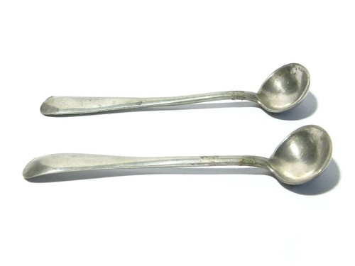 Antique Pair of Pewter Salt or Condiment Spoons #PS2 - Picture 5 of 10