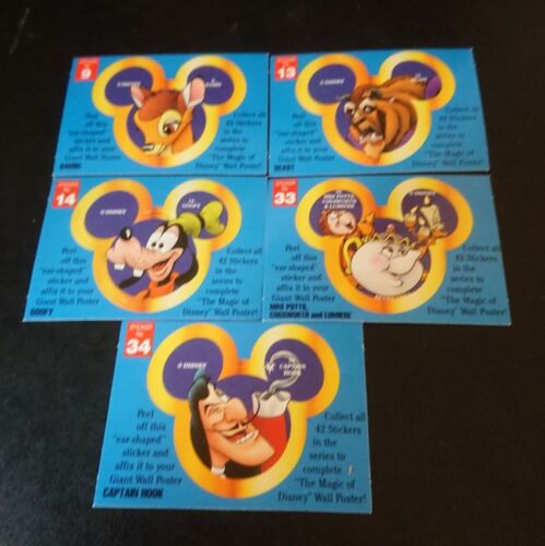 Vintage Dynamic Marketing x 5 The Magic Of Disney Wall Poster Stickers - 1990s - Picture 1 of 2