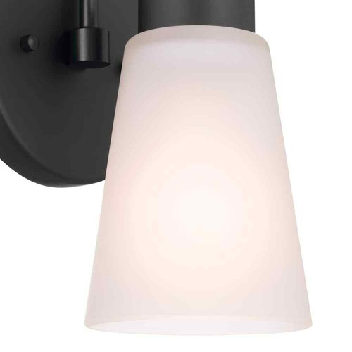 KICHLER Erma 1-Light Black Bathroom Indoor Wall Sconce Light Satin Etched Glass - Bild 8 von 11