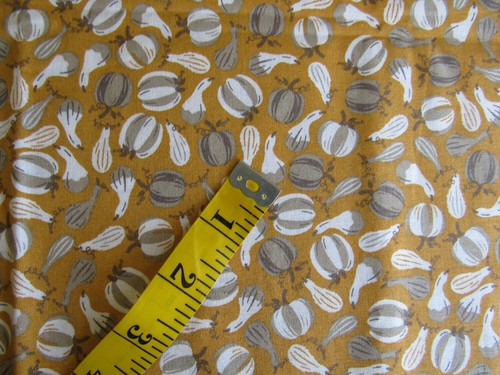 2/3 yd Fall TOSSED GOURDS Pumpkin Harvest Orange Gray Cotton Quilt Craft Fabric - Imagen 2 de 2