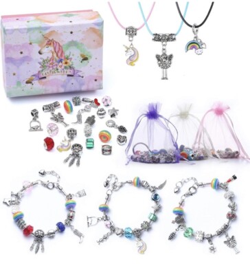 Armband Bastelset Perlen Schmuck Anhänger Charm Set DIY Basteln für Mädchen Kinder