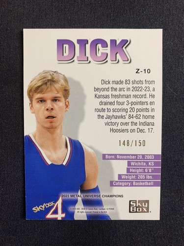 Gradey Dick 2023 Skybox Metal Universe Champions Rave Z-Force /150 #Z-10 Rookie - Picture 2 of 2