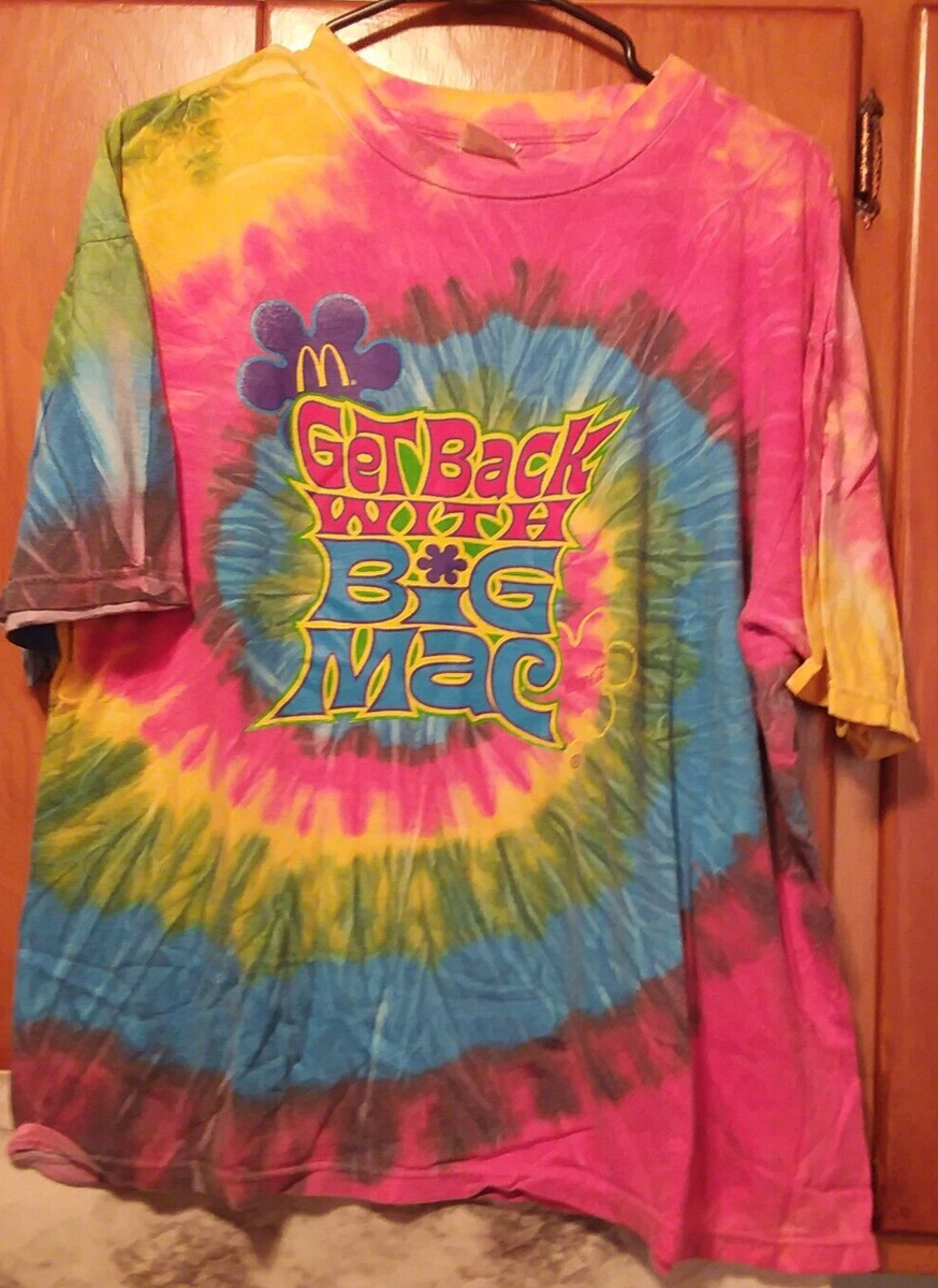 Vintage Mcdonalds BIG MAC ATTACK Hamburger Tie Dye Shirt Size XL
