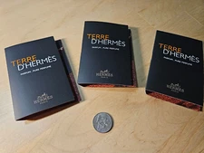 3 x Hermes Terre D'Hermes Pure Parfum 2ml/0.06 Fl oz Spray Vial Sample#RA-39
