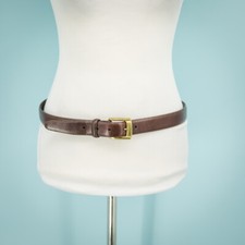 Brighton Men's Size 34 Belt Brown Leather Solid Brass Buckle Adjustable Dress