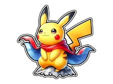 Pikachu Wearing Cape Waterproof Vinyl Sticker Decal Die-Cut
