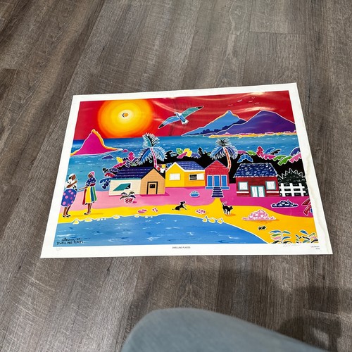 Bahamian Artist Leo Brown Dwelling Places 293/600 signed Bahamas Art Boho Beach - Picture 2 of 19
