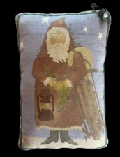 Vintage Santa Pillow Folk Art Primitive Country Style Small Sitter Shelf Decor