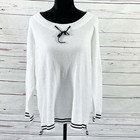 Chicos Sweater Women’s 3 US XL White/Black Pullover 100% Cotton Long Sleeves