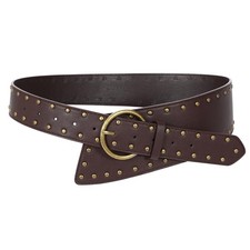 Women's Wide Waist Belt for Dresses Fashionable Rivet-Studded Thick Leather B...