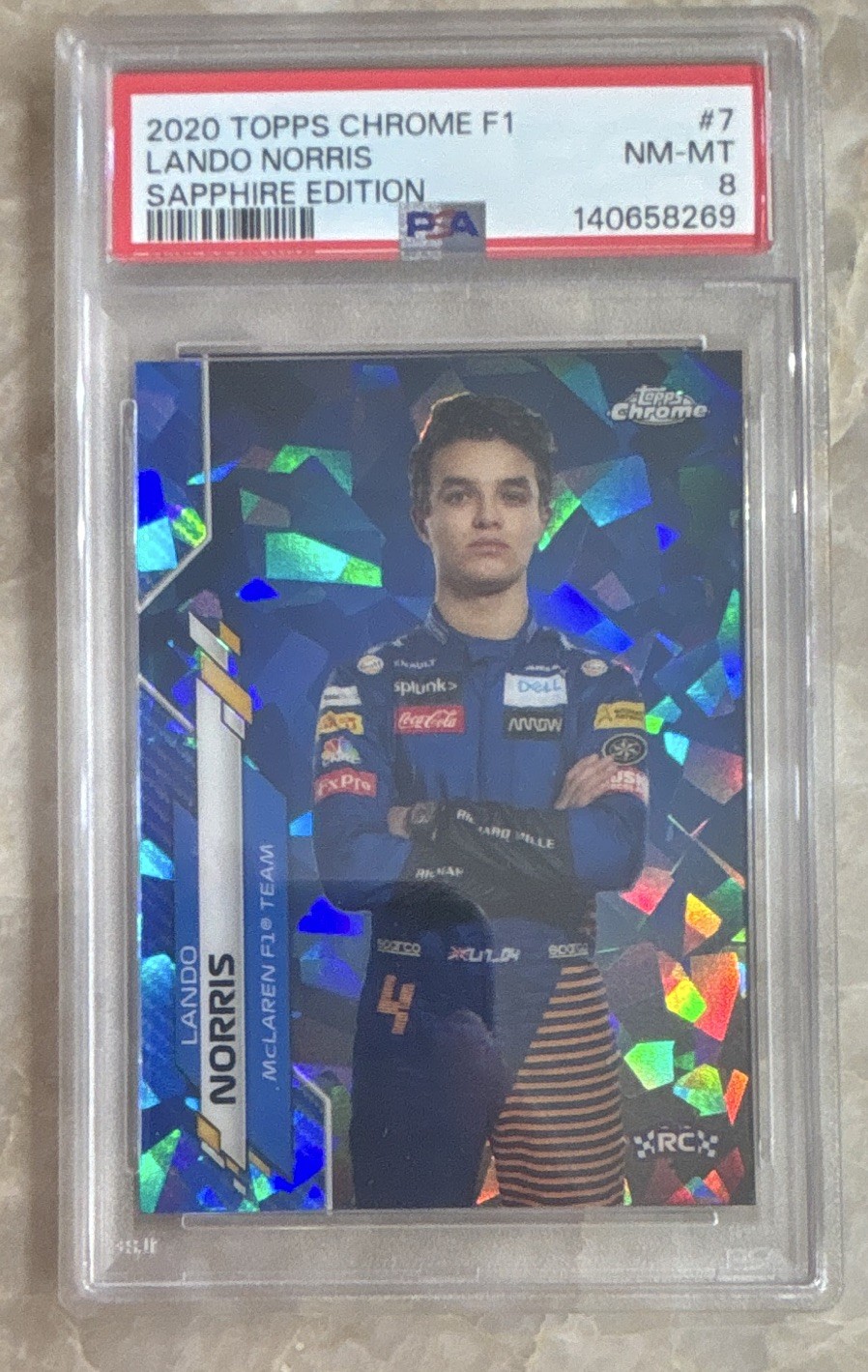 Topps 2020 Chrome Sapphire F1 Lando Norris McLaren #7 F1 Racers RC PSA 8