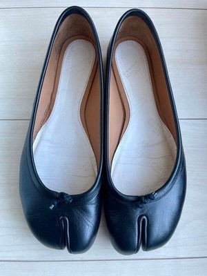 Maison Margiela Tabi Ballet Flats Ballerina Shoes Black Leather