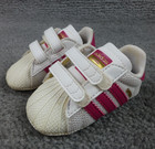 Adidas Superstar Crib Infant Baby Shoes White Size 1K Pink Stripes