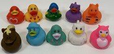 Lot of 10 Assorted Rubber Ducks Character Bath Toys Jeep Ducking Colorful