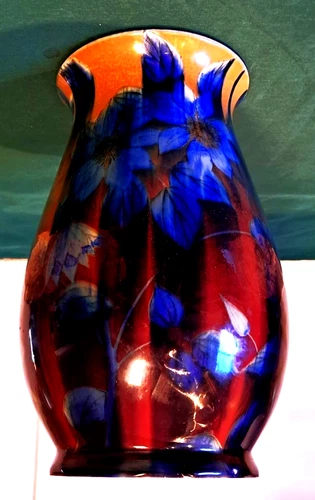 ROOKWOOD ART POTTERY 1926 BLACK OPAL 10" VASE FLAMBE FLOWING GLAZE SHIRAYAMADANI