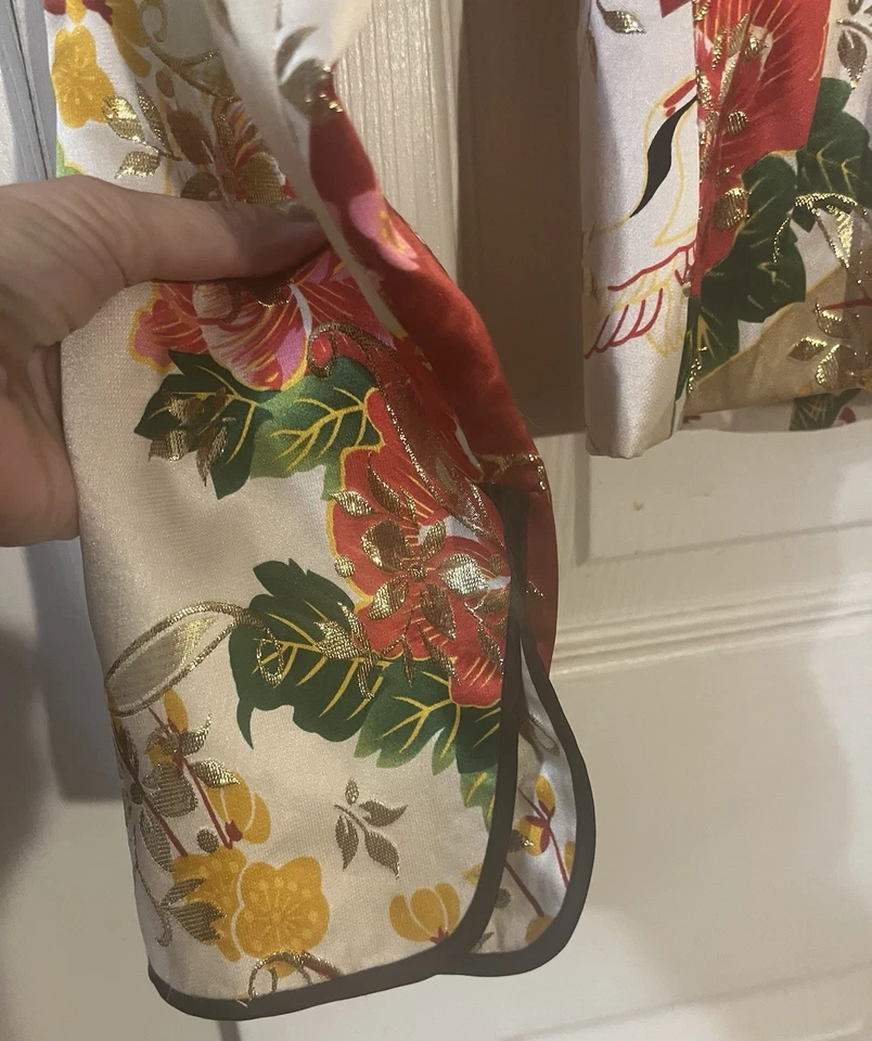 Jaqueta feminina estilo asiático de seda JS Collections forrada floral metálica tamanho 12 - Imagem 4 de 4