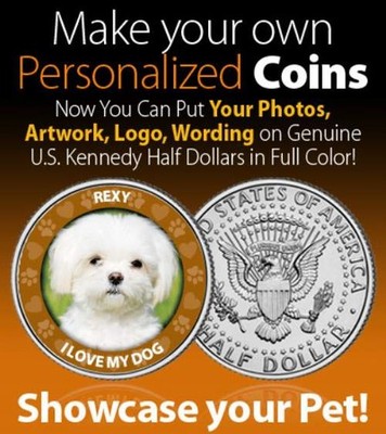 Make Your Own Personalized POKER CARD GUARD Put Photo on JFK Half Dollar US Coin