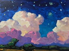 Colorist Original Art Brilliant Sky Impressionism Landscape Large Canvas Hawkins