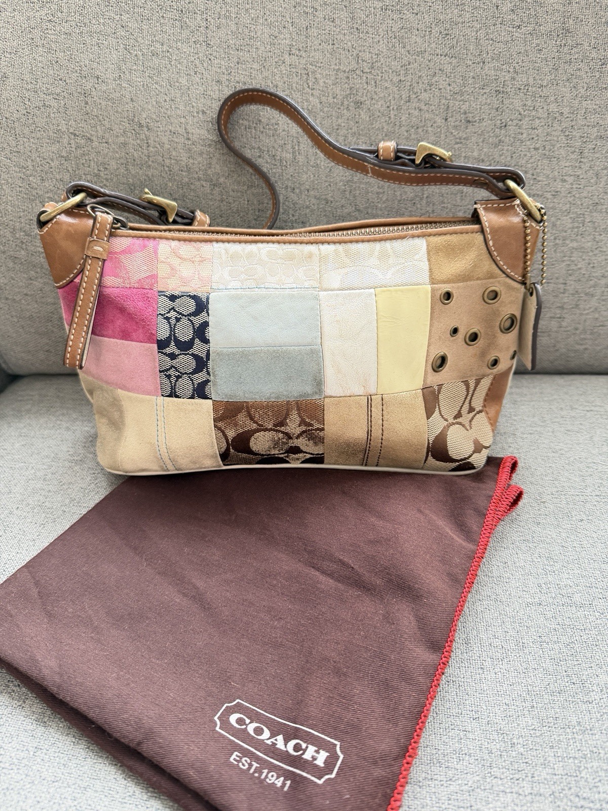 Coach Patchwork Multicolor Shoulder Bag with Dust… - image 1
