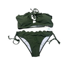 Beachsissi NWT Olive Green Scallop Trim Bikini Swimsuit Set Size Large