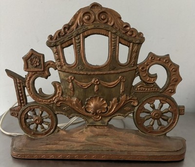 Cast Metal TV Console Lamp Cinderella Carriage Coach 10x8x4.25  TESTED WORKS