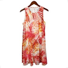 Calvin Klein Trapeze Dress Sleeveless Pink Orange Floral Women's 12
