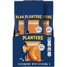 Deluxe Honey Roasted Whole Cashews Plant Based Protein 2 oz Bags pack of 15