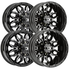 Set Of 4 17 Inch Vision 410 Korupt Dually 8x6.5 Blackmilled Wheels Rims