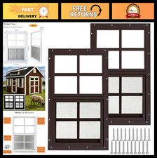 2 Pack 12"x18" Flush Mount Shed Windows with Tempered Glass  Screen for Coop, B