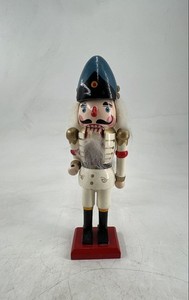 Vintage White Gold Wood Uniform Christmas Decor Prince Soldier Nutcracker