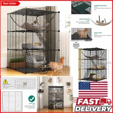 Elegant Indoor Cat Cage with Customizable Setup  Free Hammock for Kittens