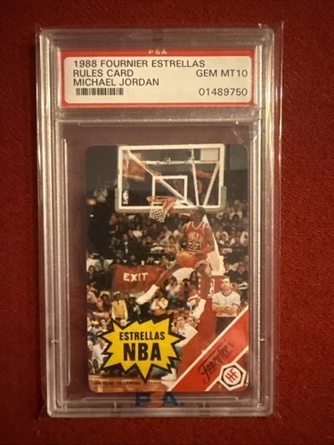 MICHAEL JORDAN 1988 Fournier Estrellas Rules Card NBA PSA 10 GEM MT BULLS