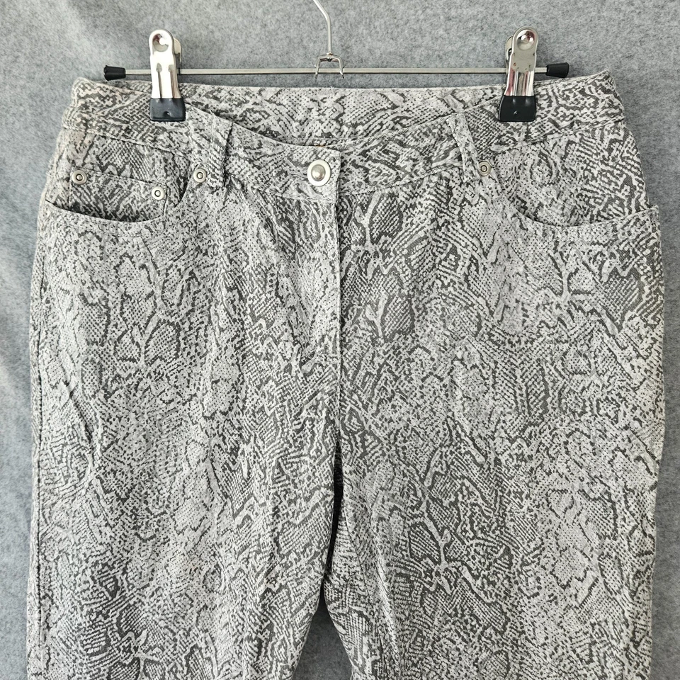 RUBY RD Women's Gray Sparkle Snake-Skin Print Casual Pants SZ 6 Zip Stretch - Image 2 of 4
