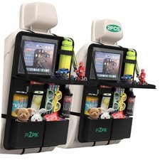 Car Backseat Organizer with Tray 2Pack ,13 Storage Pockets with 2pack Black