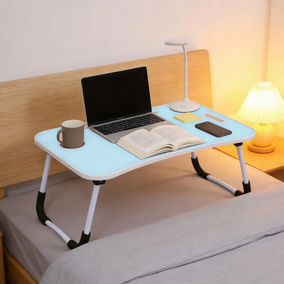 Laptop Bed Desk with Cup Holder Blue- Foldable Portable Lap Table w/Tablet S