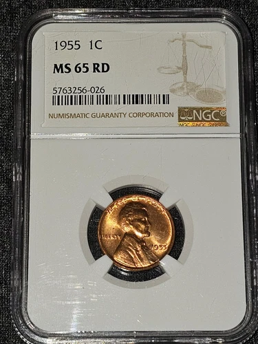1955 Lincoln Wheat Cent Graded NGC Certified MS65RD
