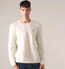 Polo Ralph Lauren Men  s Cable-Knit Cotton Crewneck Sweater White M NWT