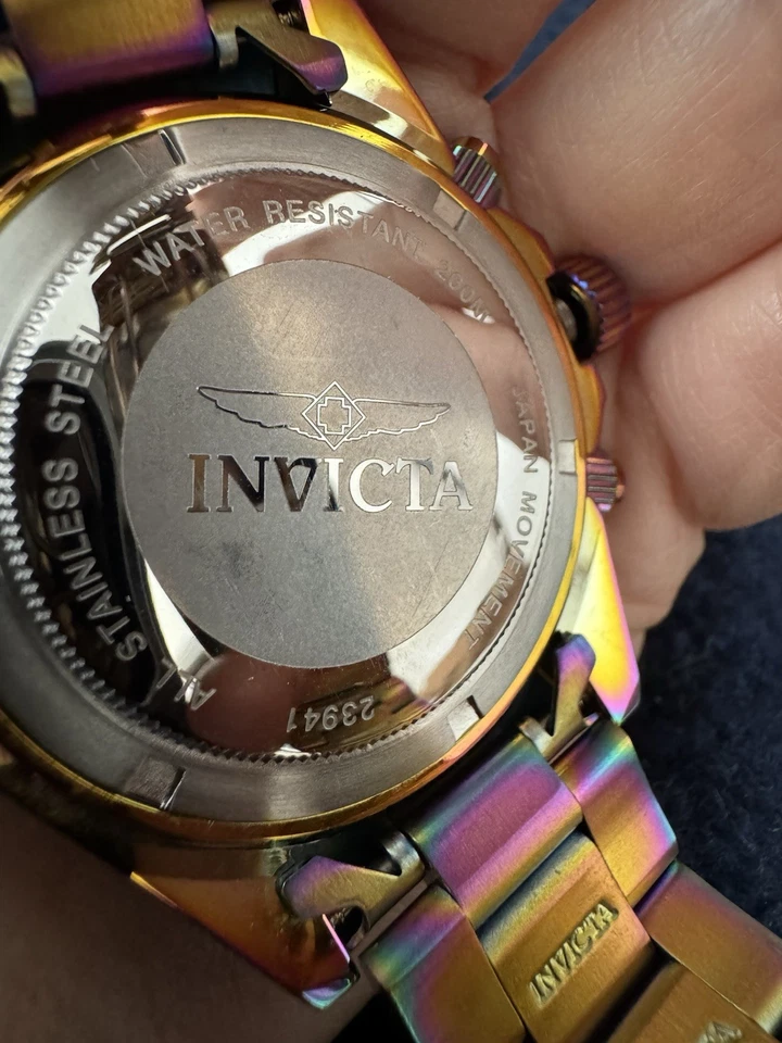 Reloj Cronógrafo Invicta Speedway Perla Negra Para Hombre 40mm Iridiscente 23941 RARO Foto 4 de 4