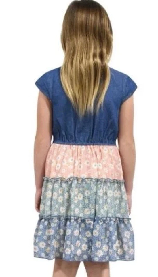 Nuevo con etiquetas Vestido Zunie Niñas Niños Multicolor Denim Manga Corta Vestido en Niveles 10/12 Foto 2 de 4