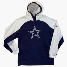 Vintage Reebok Dallas Cowboys Star Hoodie Sweater NFL Youth L 14/16 Navy White