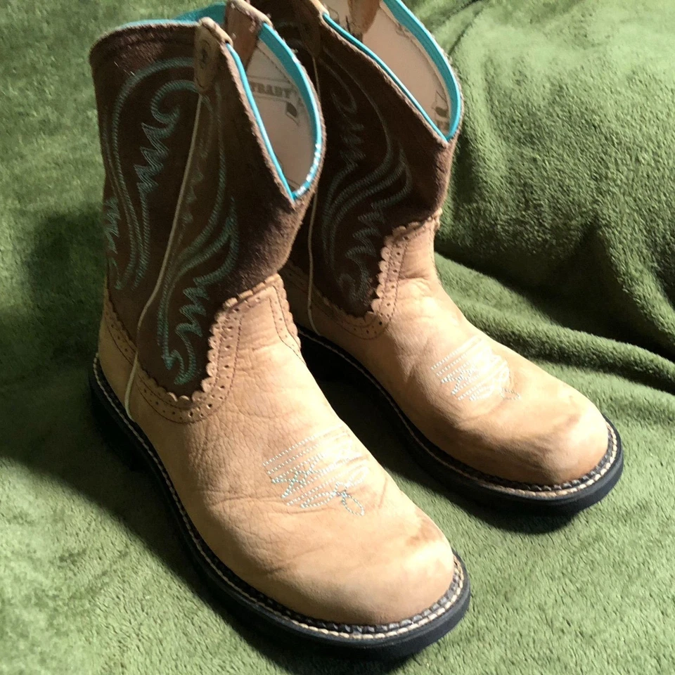 Botas de Vaquero Ariat Fatbaby Heritage Western para Mujer 10B Gamuza Azul Tostado Pull On Foto 4 de 4
