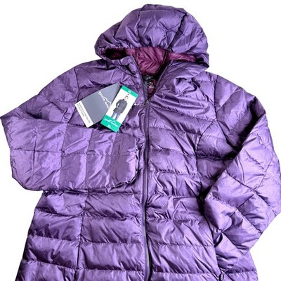 Eddie Bauer Womens CirrusLite Down Parka Purple Puffer Hooded Jacket XL NEW