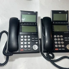 Lot of 2 NEC DT300 Series Telephones DLV(XD)Z-Y(BK) DTL-8LD-1(BK) 