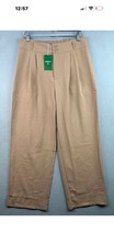 Halara Womens High Waisted Button Ginger Shirred Straight Leg Work Pants Size L