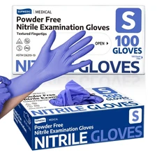Medical Nitrile Exam Gloves, Blue Iris, Powder-Free Food-Safe Disposable Glove