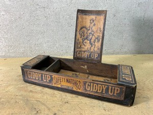 Wood Box Old Giddy Up Matches Match Holder Cowgirl Art Cigar
